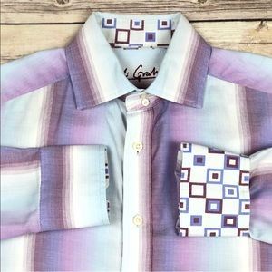 Robert Graham Purple Fade Striped Flip Cuff Shirt
